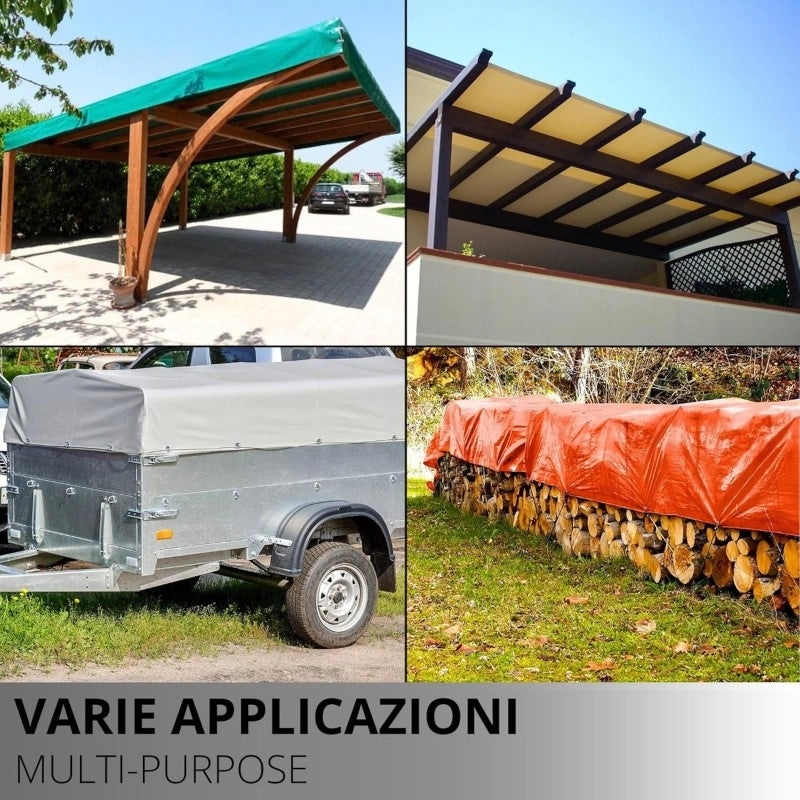 Telo PVC Impermeabile Giallo | Telone Occhiellato 650g/mq | Copertura Esterna | 8x10m | Resistente Protezione Multiuso