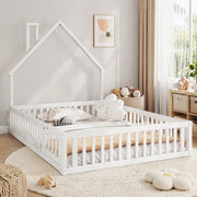 Letto per bambini 140x190 cm con camino, sponde di sicurezza e rete, bianco