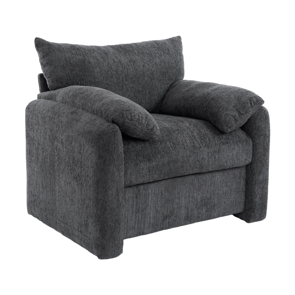 Poltrona in chenille grigia 96x82x84 cm con imbottitura ad alta elasticità