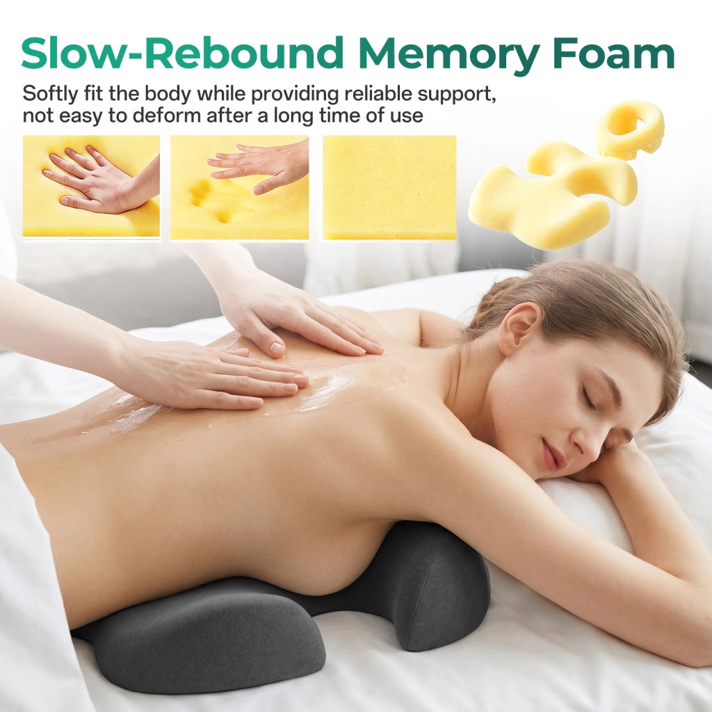 Cuscino per posizione prona 2 pezzi con supporto viso e torace in schiuma memory grigio scuro per massaggi e riposo