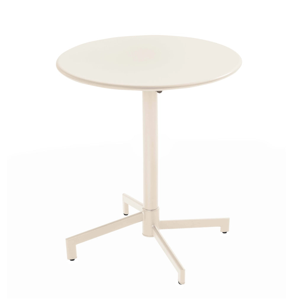 Oviala - Set tavolo da giardino e 2 poltrone in metallo avorio