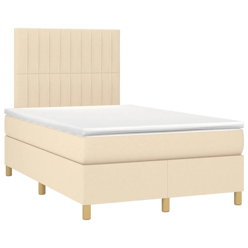 Letto a Molle con Materasso e LED Crema 120x190 cm in Tessuto 3270265
