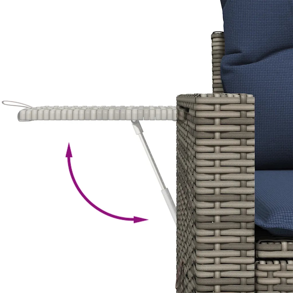 Set Divani da Giardino 8 pz con Cuscini Grigio in Polyrattan 3224696