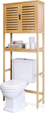 Scaffale per wc con 2 porte - bamboo - organizzatore spazia occupante per lavatrice