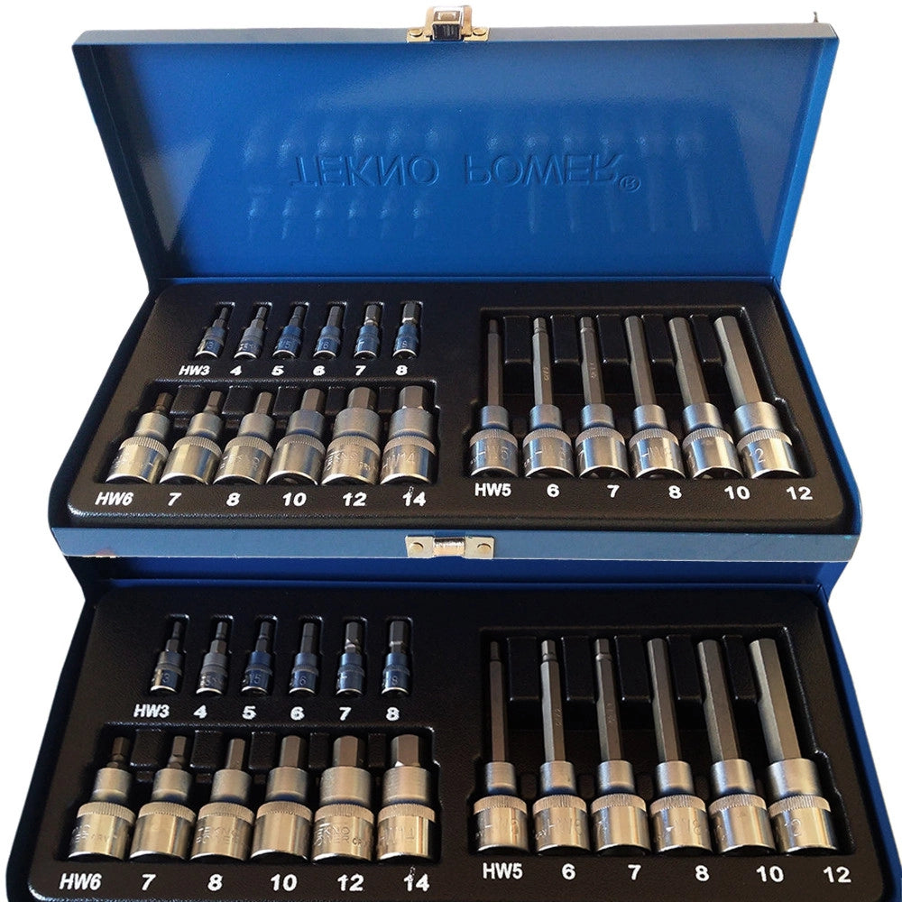 Trade Shop - Set 19pz 18 Bussole Ad Inserto H Kit Bussole 1/2" 1/4" Inserti Corti/lunghi/medi -