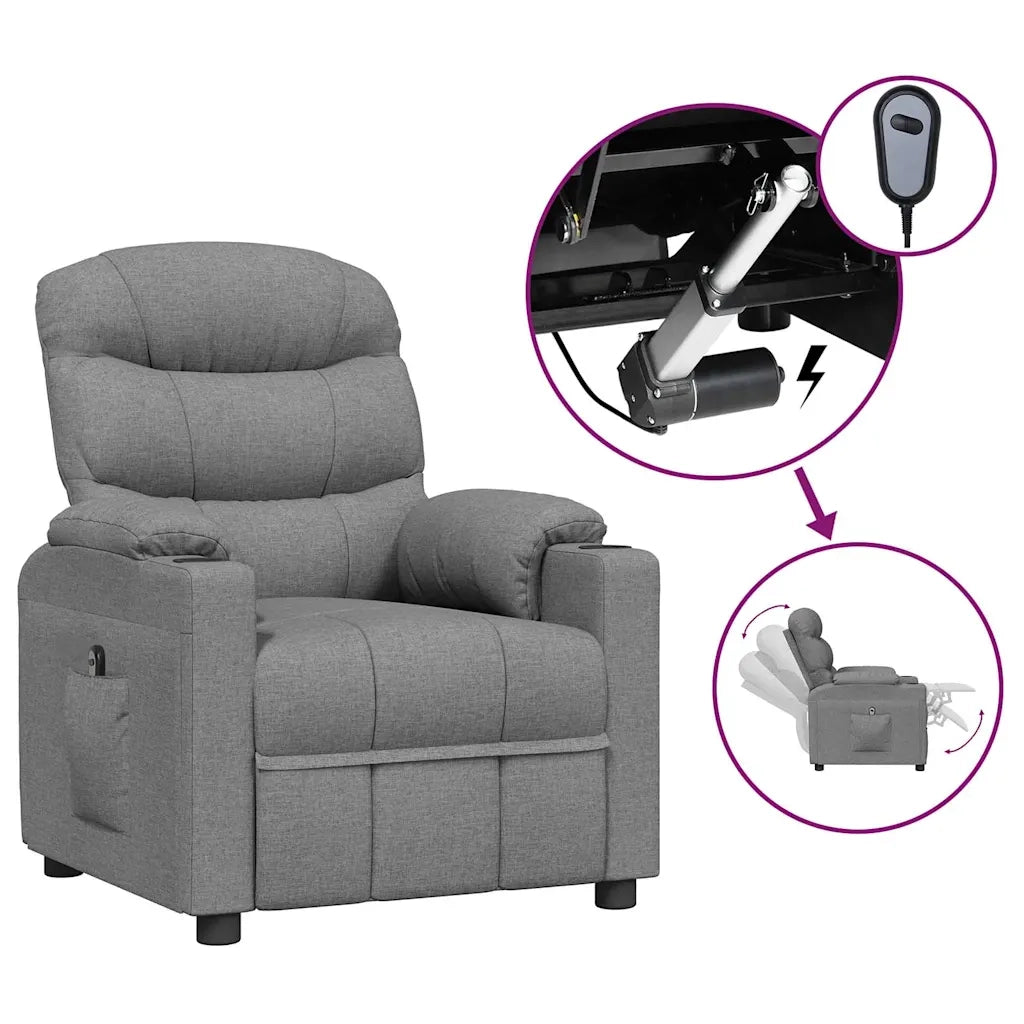 Poltrona Elettrica Reclinabile Grigio Chiaro in Tessuto 3143491