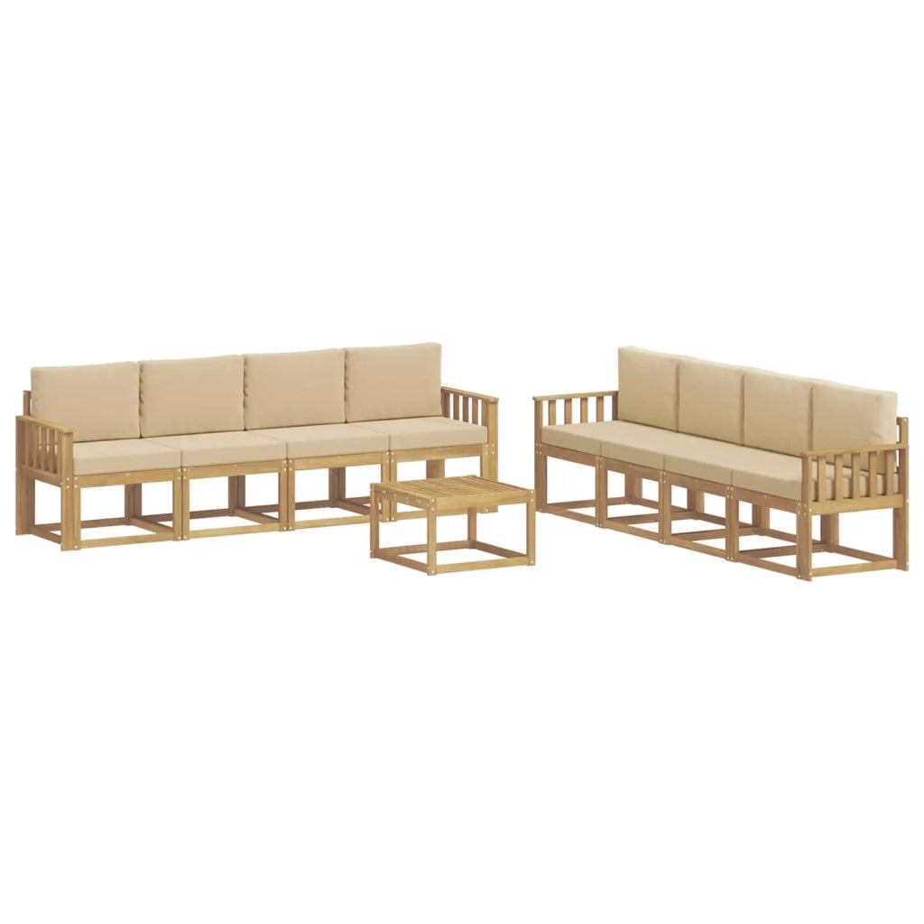 Set di divani da esterno 9 pz Bianco e Beige 3387417