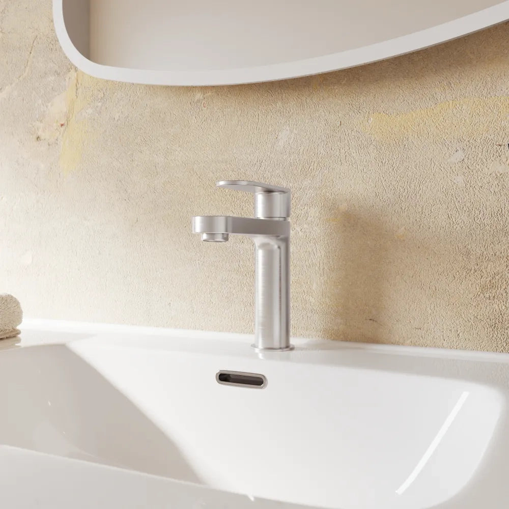 Set miscelatori lavabo 16cm bidet miscelatore esterno vasca nickel spazzolato | Margot