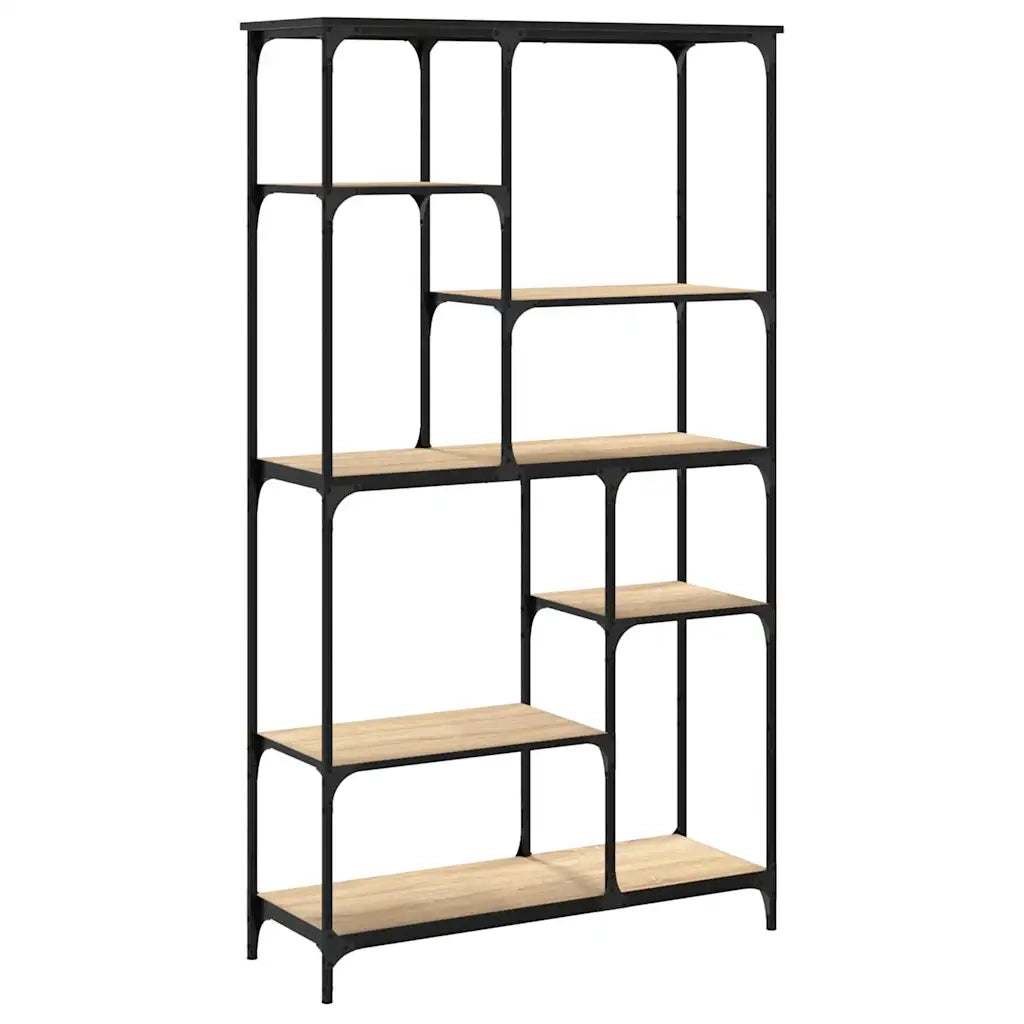 Libreria-Scaffale per Libri-Mobile di Stoccaggio Rovere Sonoma 99x35,5x176 cm Legno Multistrato Acciaio