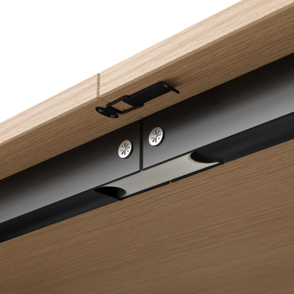 Scrivania pieghevole multifunzionale con ripiani e prese USB - per studio - nero rovere