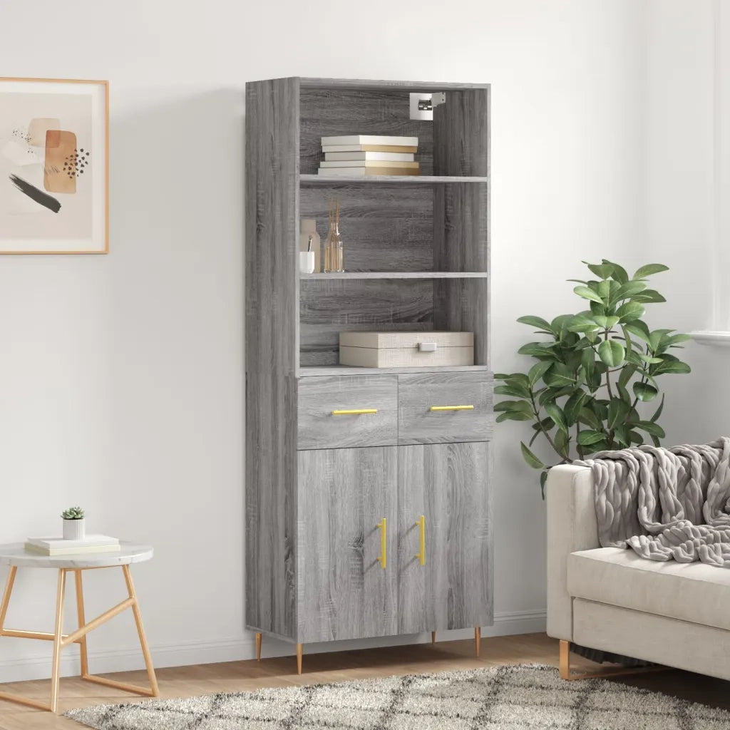 Credenza | Madia | Buffet da pranzo | Armadio da pranzo Grigio Sonoma 69,5x34x180 cm in Legno Multistrato