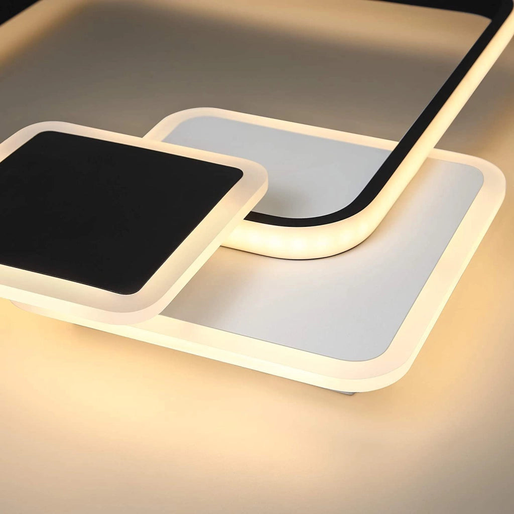 ZMH Lampada da soffitto LED moderna quadrata nera telecomando per ufficio corridoio