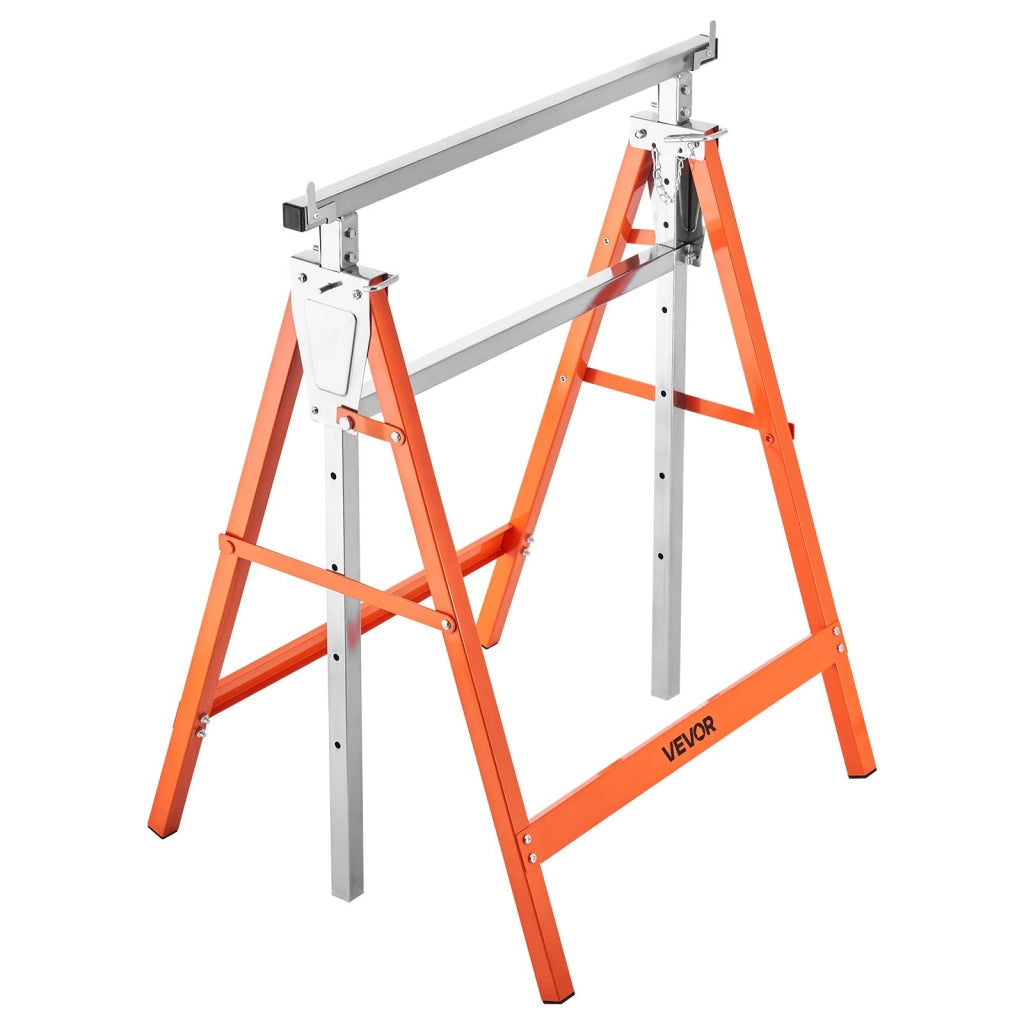 Set 2 Cavalletti da Lavoro Pieghevoli Regolabili 800-1300 mm Carico 199,6 kg per Falegnameria e Bricolage