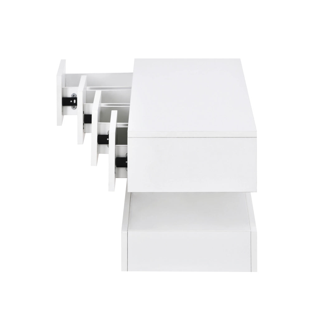 Mobile TV sospeso bianco 130 cm con illuminazione LED