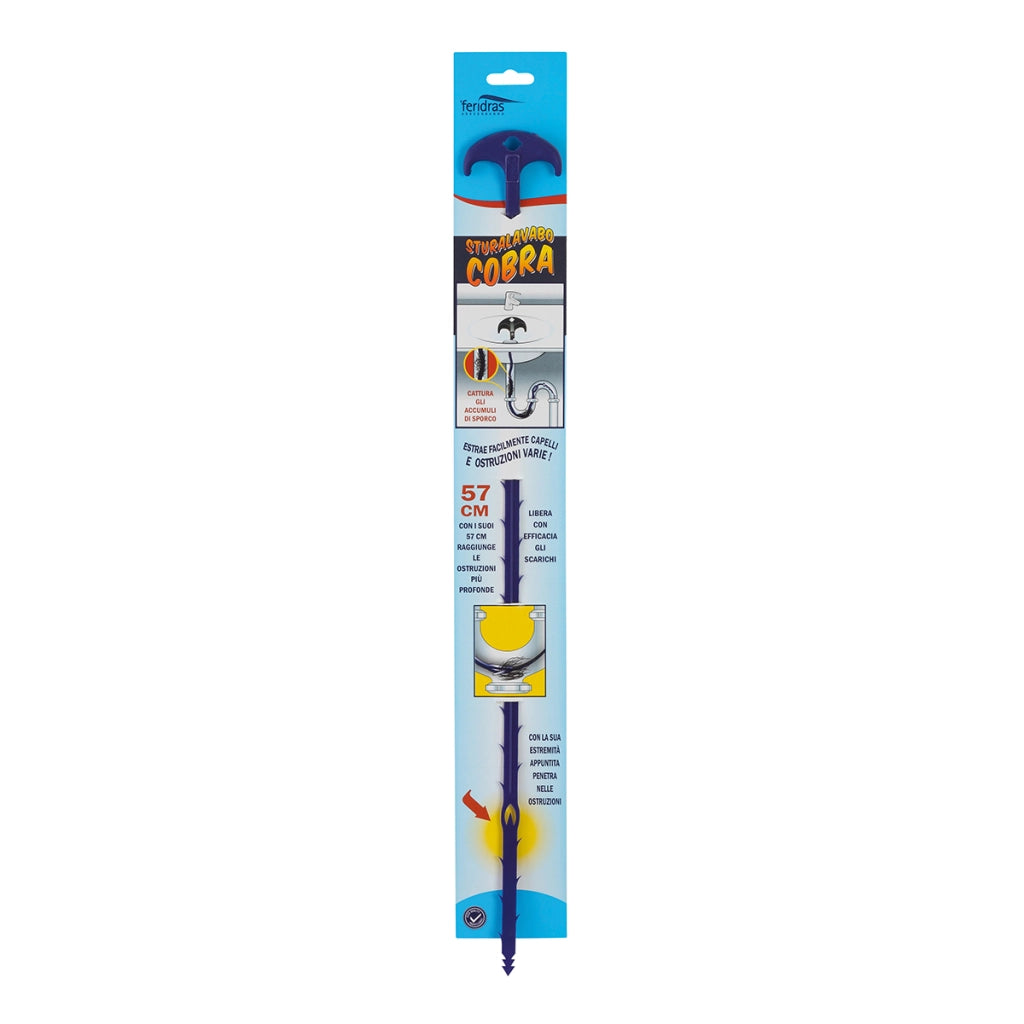 Sturalavabo manuale flessibile in plastica PP 57 cm Cobra per scarichi e lavandini Feridras