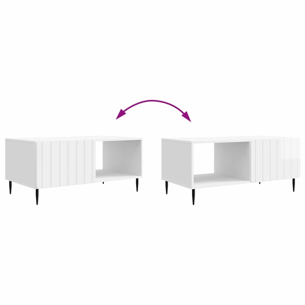 Tavolino da salotto Bianco Lucido 90 x 50 x 40 cm 894499