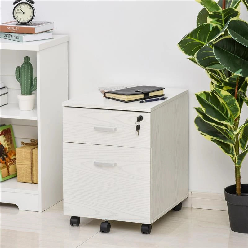 CASSETTIERA PORTADOCUMENTI DA UFFICIO CON 2 CASSETTI IN LEGNO BIANCO