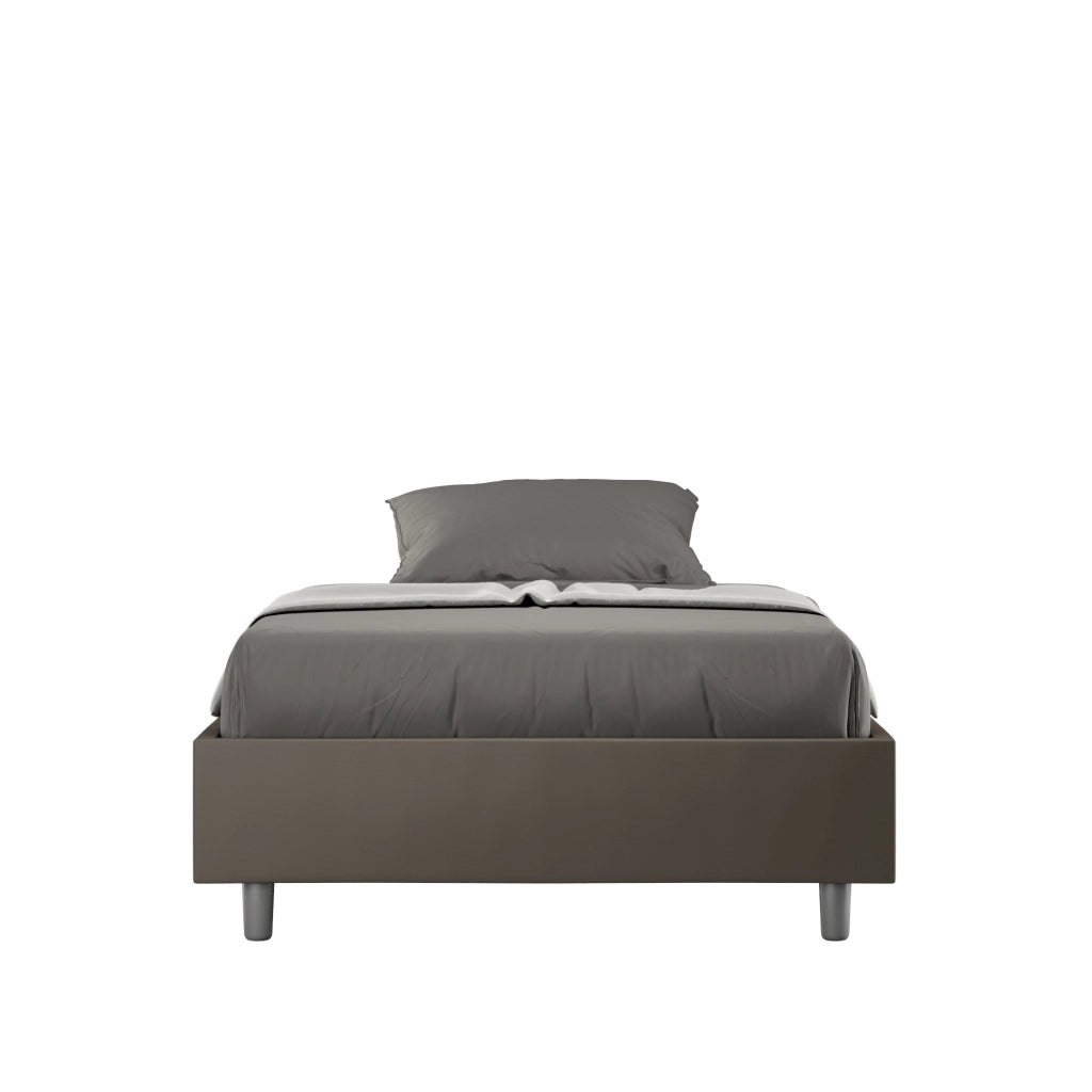 Letto 1 Piazza e Mezzo Sommier 120x190 cm con Rete e Contenitore Azelia Cappuccino