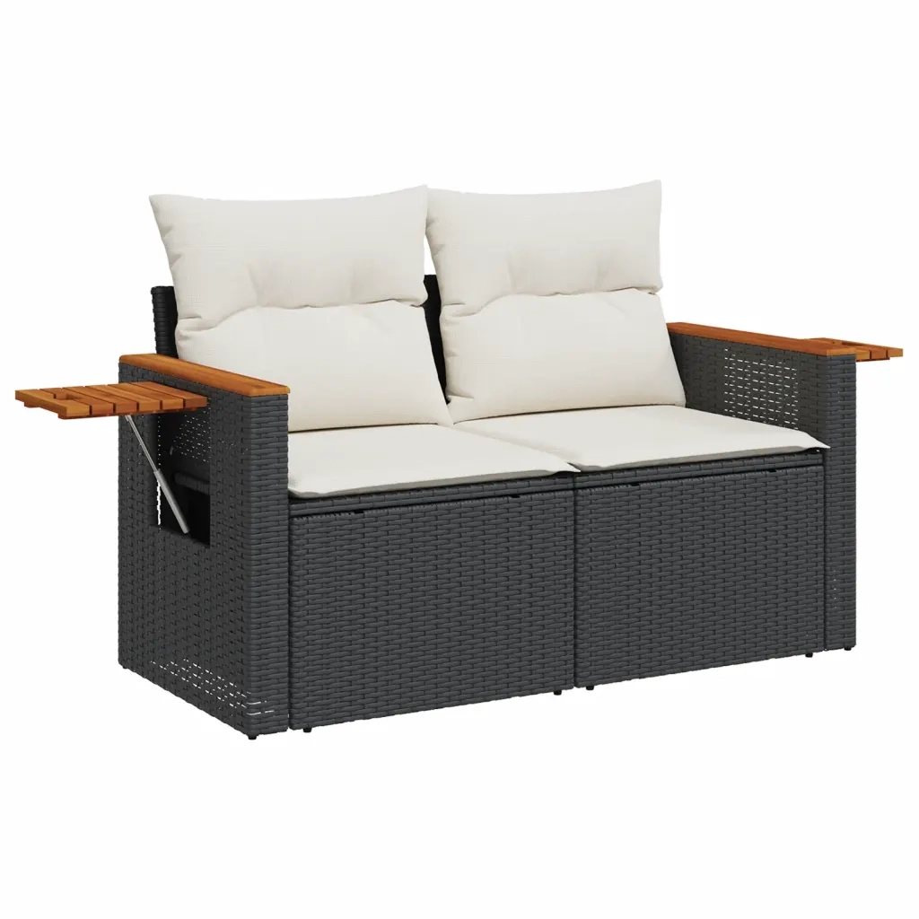 Set Divani da Giardino con Cuscini 7pz Nero Polyrattan 3227043