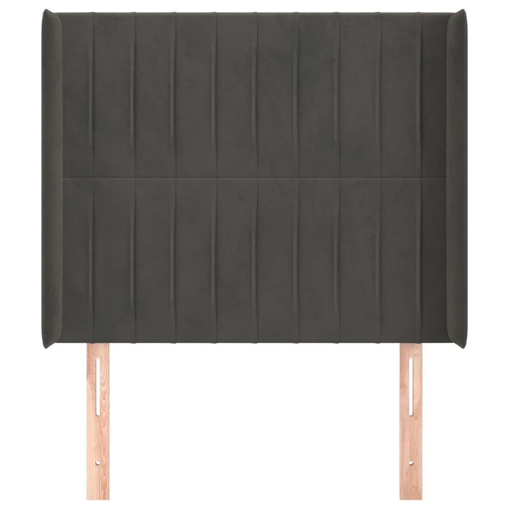 Testiera ad Orecchio-Testata con Orecchie Grigio Scuro 93x16x118/128 cm in Velluto 664150