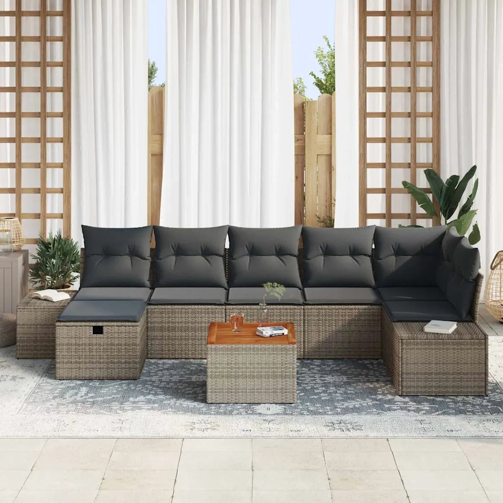 Set Divano da Giardino con cuscino 8 pcs Grigio polyrattan