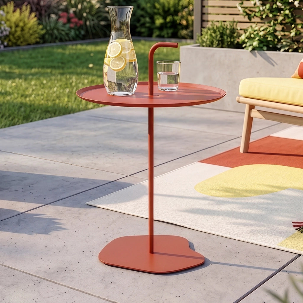 Tavolino Rotondo da Giardino Calimera con Manico - Color Terracotta casa.pro