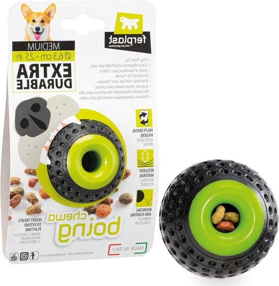 Giocattolo per cani - Dispensatore di crocchette per cani realizzato con materiale duraturo e non tossico resistente ai morsi Dimensioni: medio grande Peso: - Ballo per crocchette per cani colore nero
