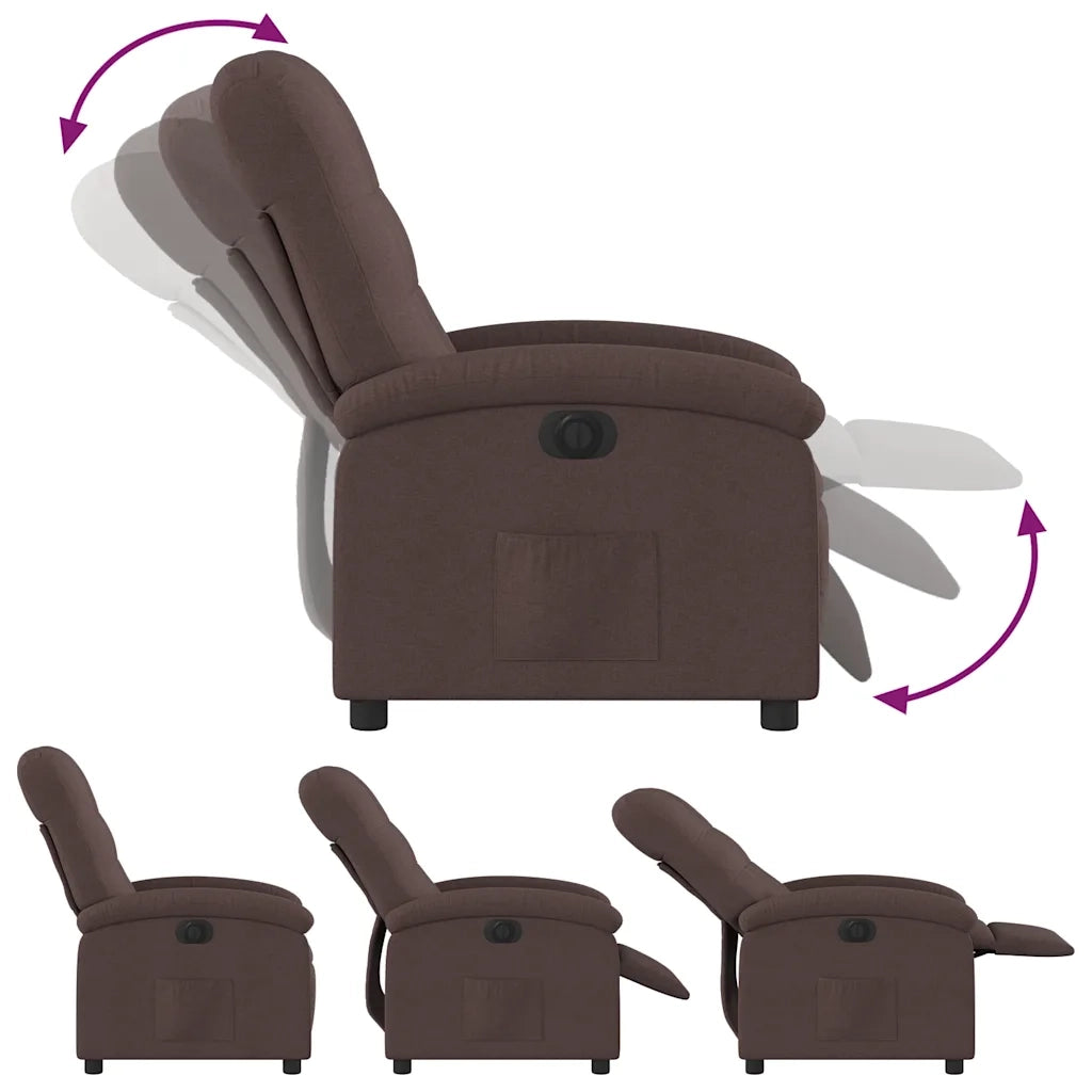 Poltrona | Sedia Relax Elettrica Reclinabile Marrone Scuro in Tessuto