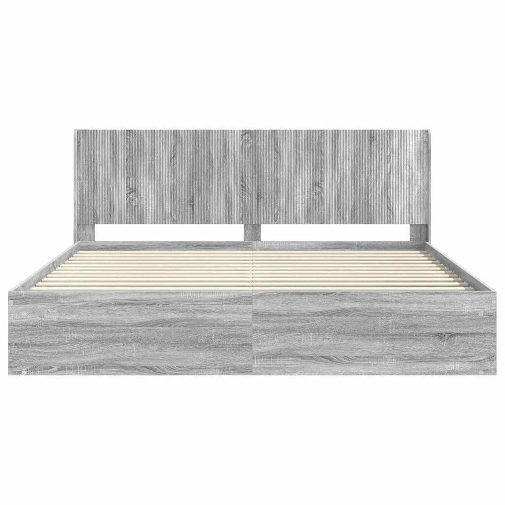 Struttura del letto con stoccaggio e testata Sonoma grigio 3413818