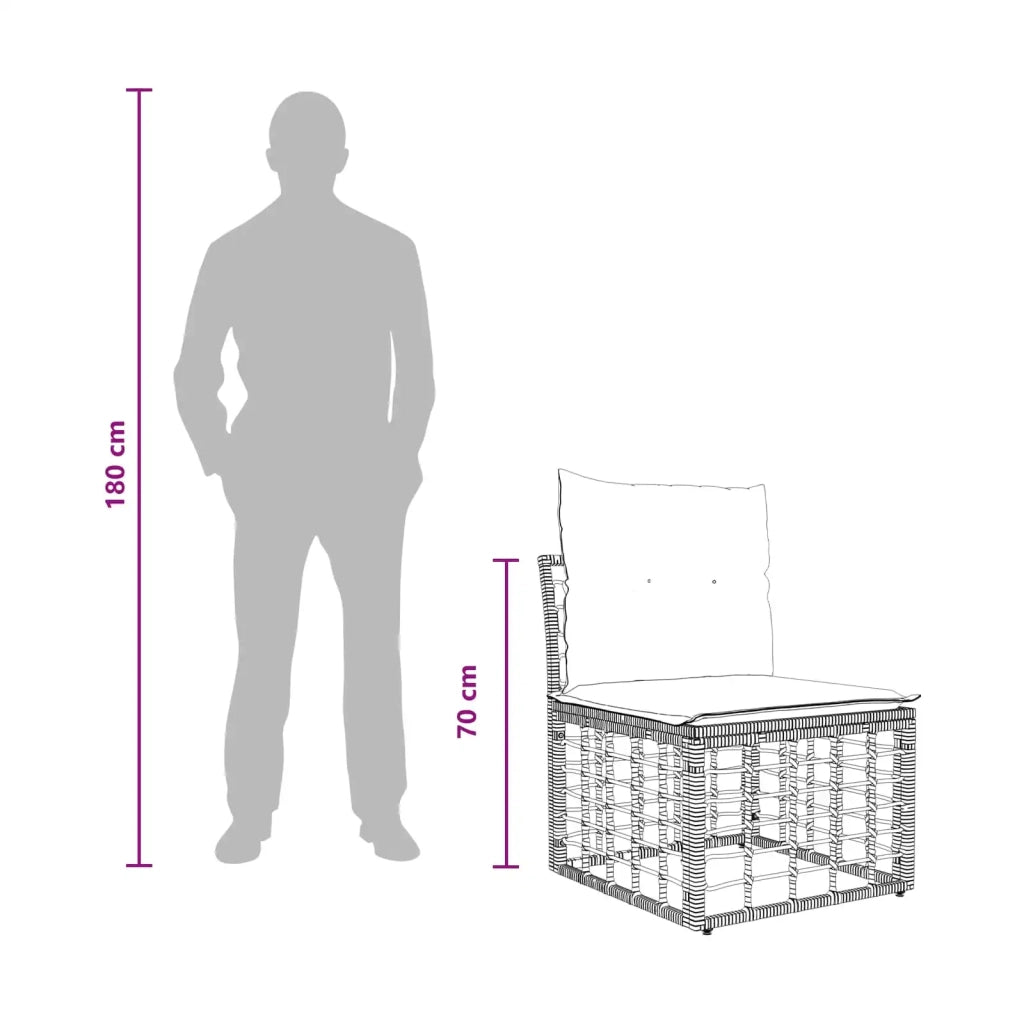 Modulo Divano da Esterno Senza Braccioli Nero polyrattan 42026731