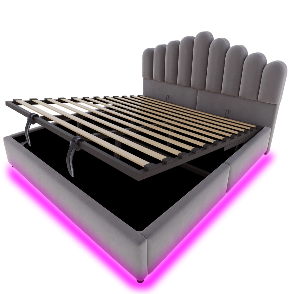 letto imbottito velluto grigio 180 x 200 cm