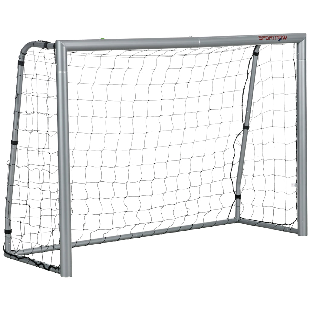 Porta da Calcio Grigia 240x85x160 cm con Viti e Picchetti inclusi, in PE e Metallo