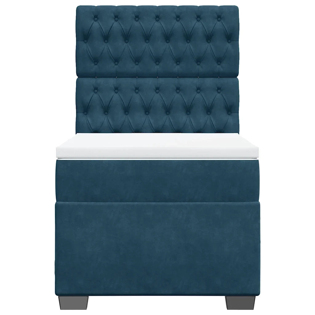 Giroletto a Molle con Materasso Blu 90x190 cm in Velluto