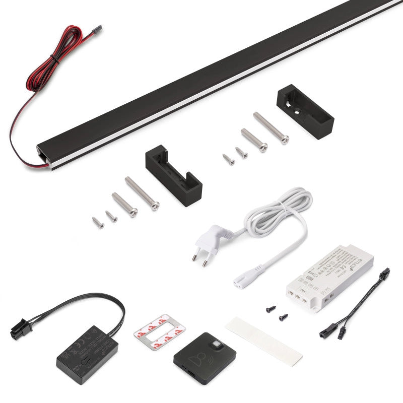 Kit barra per armadio Luxe, striscia LED 4,5x8 Neonlynx V, sensore di movimento RF Smart e convertitore Smart (24V DC)..