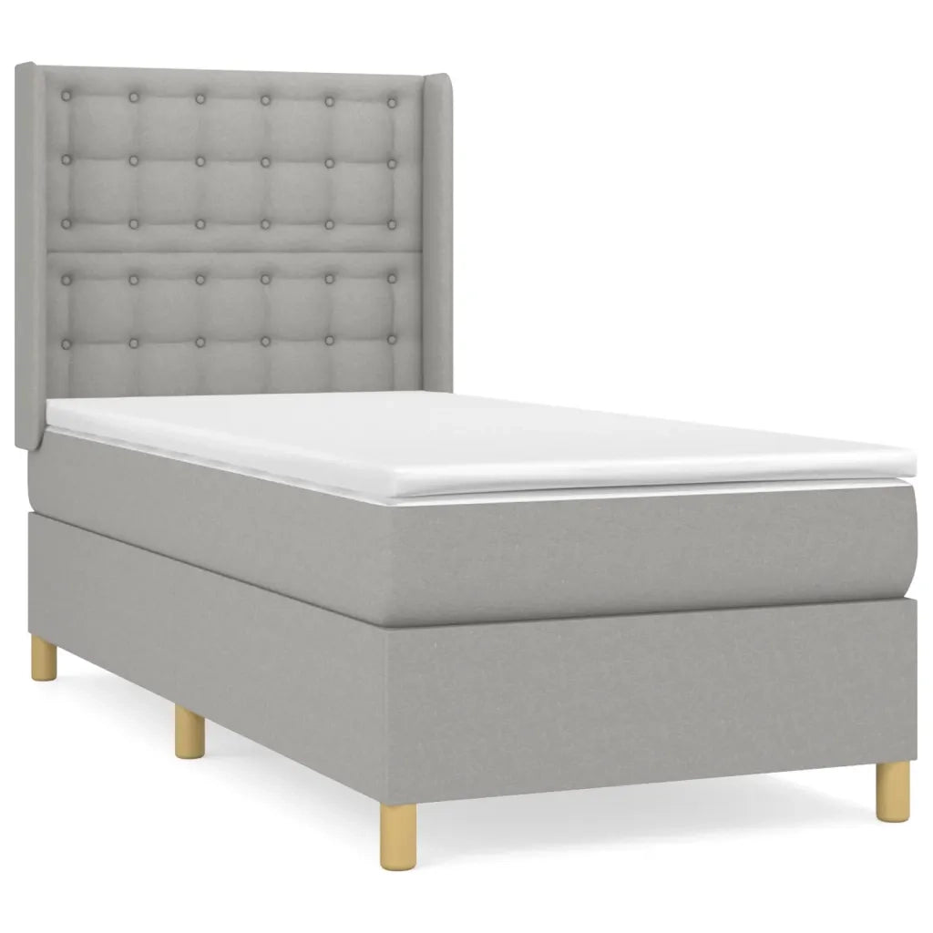 Giroletto a Molle con Materasso Grigio Chiaro100x200 cm Tessuto 3132289