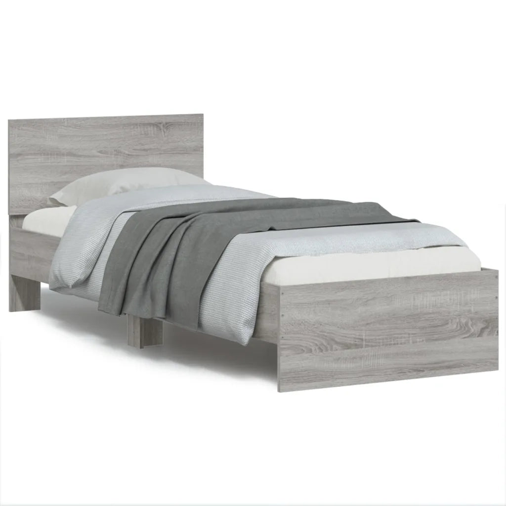 Giroletto con Testiera-Struttura Letto con testiera Grigio Sonoma 90x200cm Legno Multistrato 138601