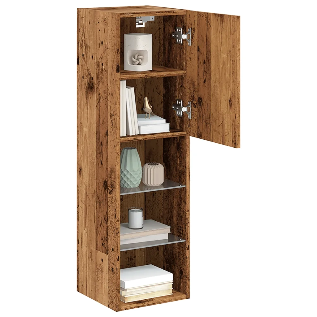 Mobile TV | Armadietto TV | Mobile Porta TV con Luci LED Legno Antico 30,5x30x102 cm