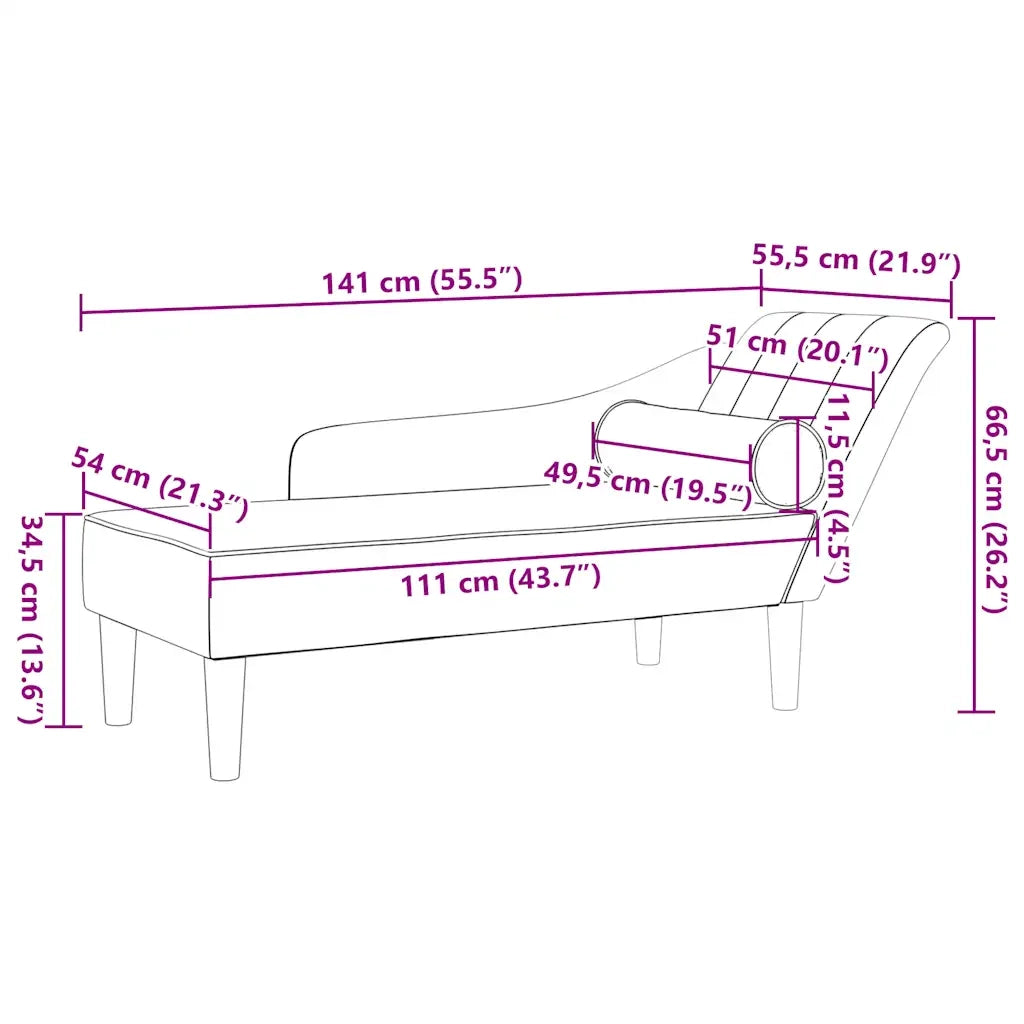 Chaise Longue con Cuscini Crema in Velluto 4007595