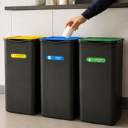 Set 3 Pattumiere Bidoni Raccolta Differenziata Spazzatura da 50 L 37.5x36x62 cm