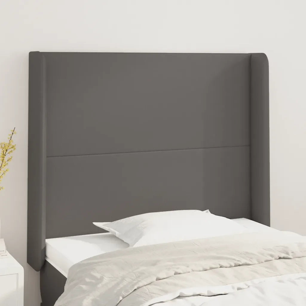 Testiera | Testata ad Orecchio Grigio 93x16x118/128 cm in Similpelle