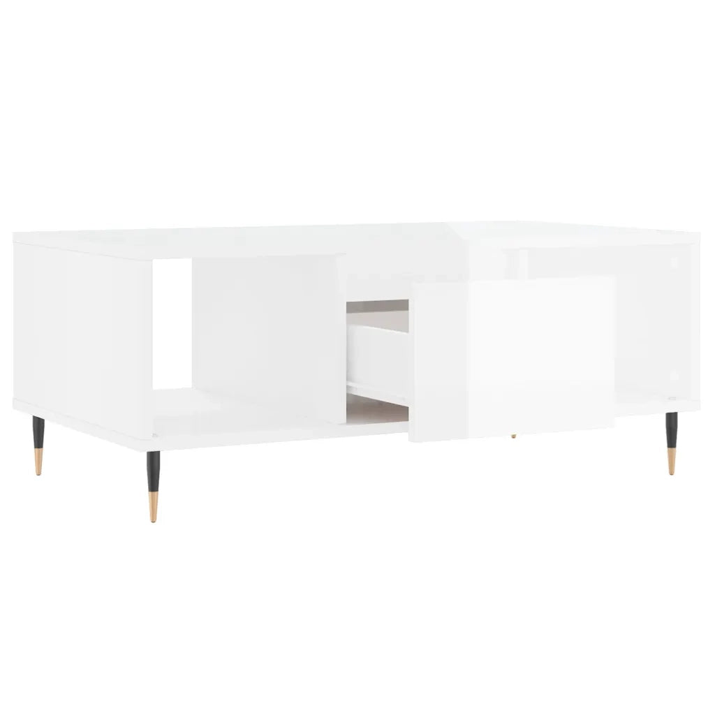 Tavolino salotto | Tavolino da caff¨¨ | Tavolino da Soggiorno Bianco Lucido 90x50x36,5 cm Legno Multistrato