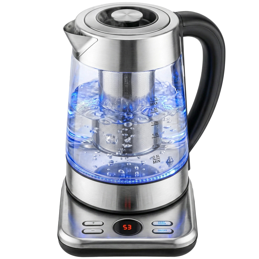Bollitore elettrico 1,7L ¨C Xylo ¨C 2200W con termostato Strix, infusore t¨¨, mantieni caldo
