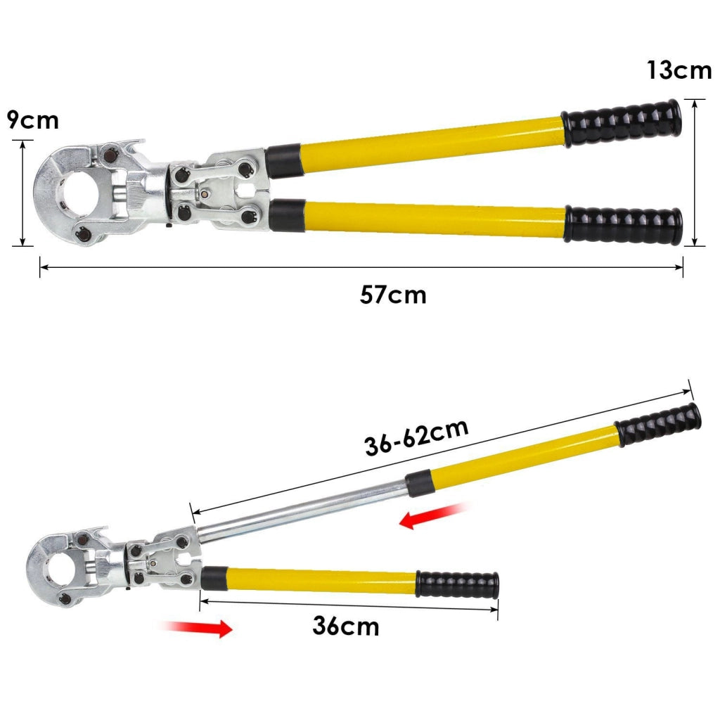 Pinza Crimpatrice per Tubi TH 16-32 mm e V 12-28 mm con Testa Girevole a 360 Gradi e Manico Allungabile per Idraulica