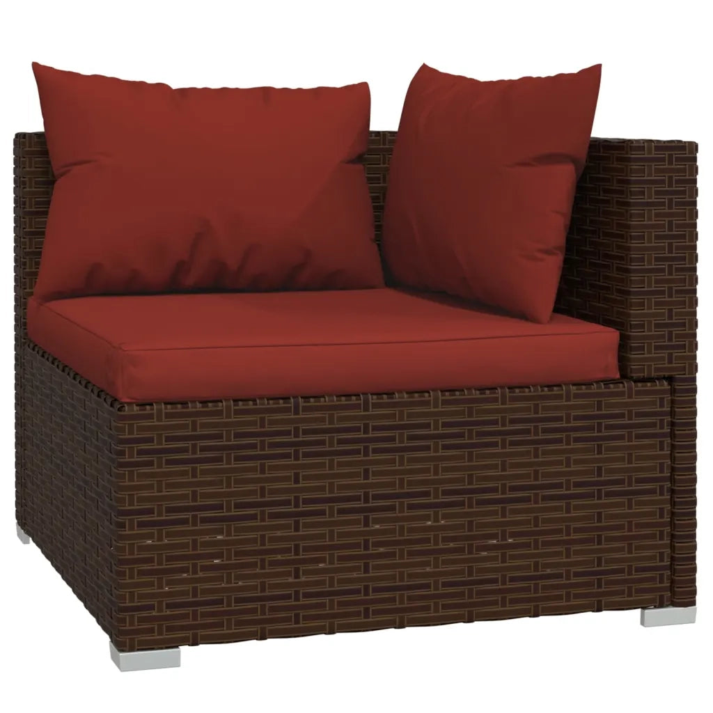 Set Divani da Giardino 7 pz con Cuscini in Polyrattan Marrone 3101731