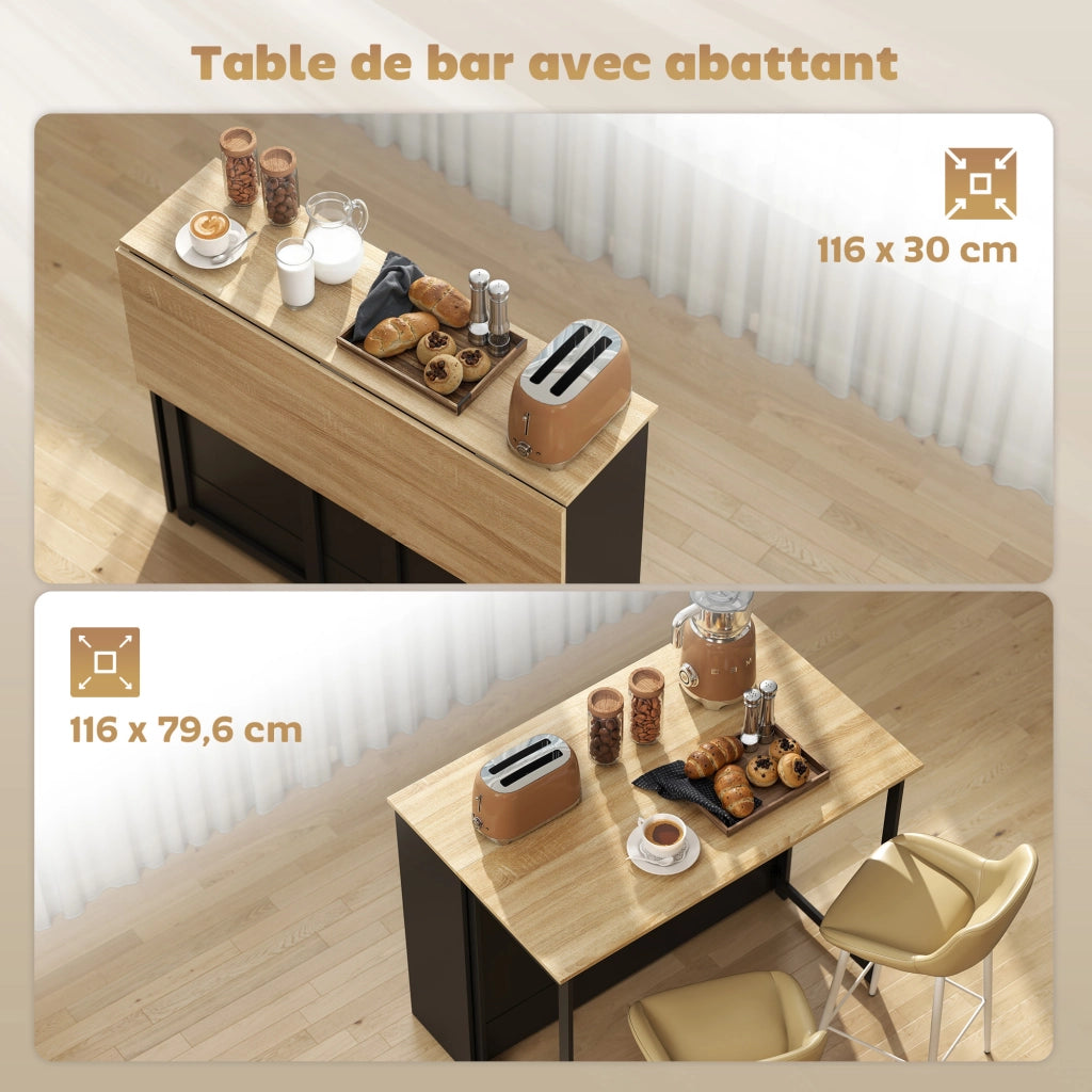Tavolo da cucina allungabile con ribalta ¨C Xylo ¨C 1 anta 4 vani aperti 116x79,6x90,5cm nero