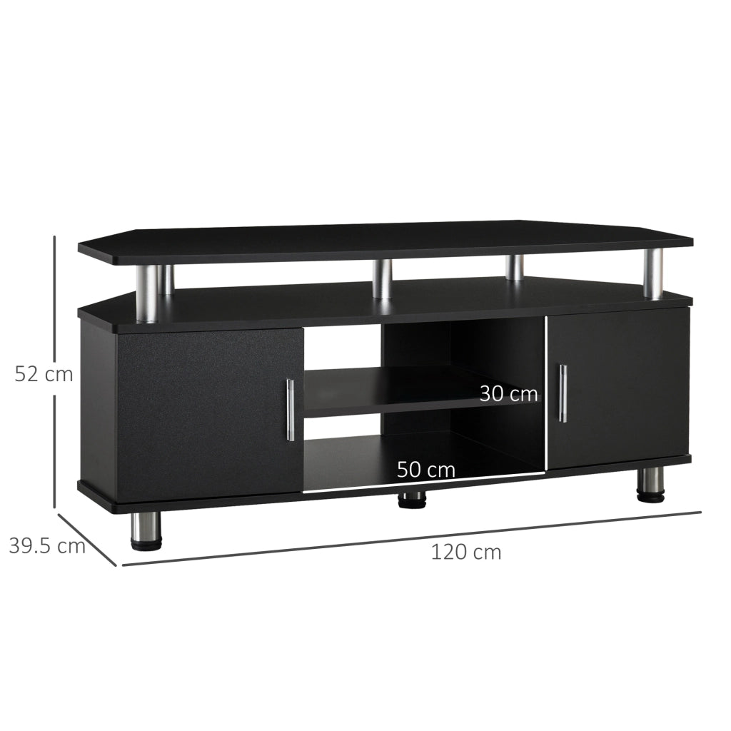 Mobile TV Classico con 2 Ripiani e 2 Ante Nero ¨C Minimal ¨C 120x30x50 cm