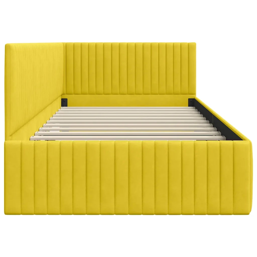 Letto singolo | Letto per adulti | Cornice del letto ad angolo Giallo 100 cm x 200 cm Velluto