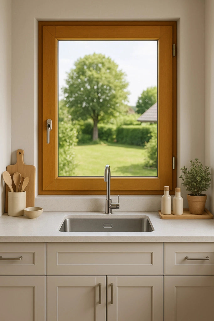 Finestra in legno a 1 anta H60 cm x L40 cm, lato tavola, maniglia dritta, GD MENUISERIES