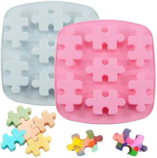 Pezzo di puzzle per DIY - Forme in silicone - Riciclabile e multifunzionale - Rosa - Attrezzatura da forno - Per caramelle e sapone - Adatto