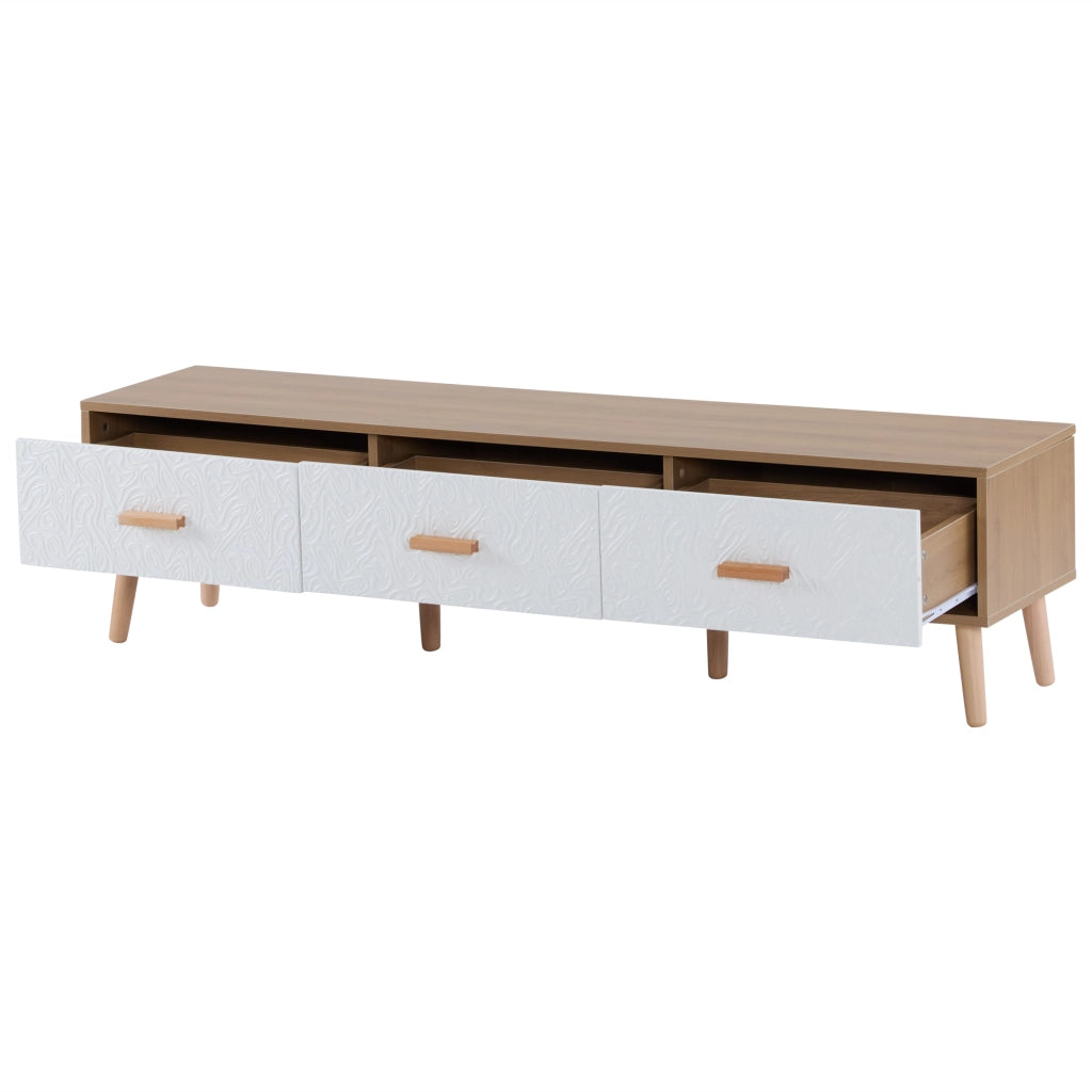 Mobile porta TV vintage bianco e legno 150 cm
